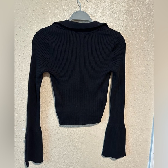 Maeve by Anthropologie Top Ribbed‎ Knit Bell Sleeve Size XXS Stretchy - Picture 3 of 6